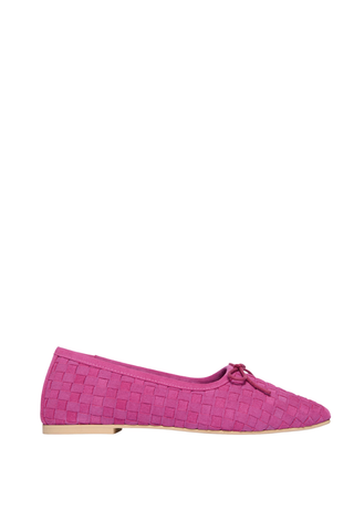 FREDA SALVADOR Jada Ballet Flat magenta suede woven ballet flat with bow detail Monkee's of the West End