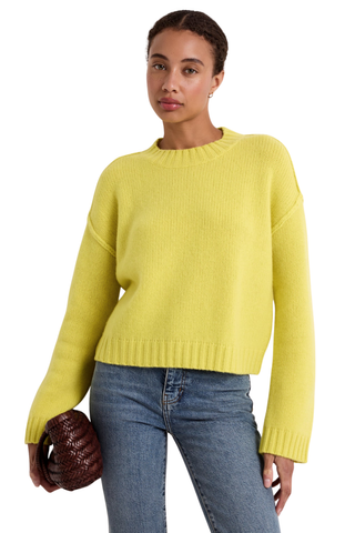 Marie Oliver Ozzie Sweater in Vivid featuring a bright citron yellow color, relaxed oversized silhouette, and luxurious cashmere knit.