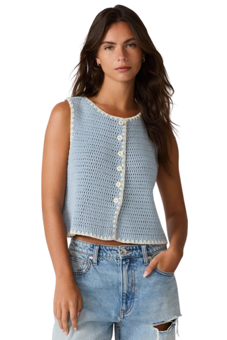 Annya Sweater Vest, Blue Ice