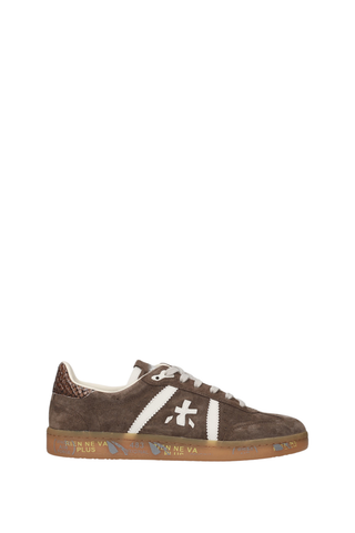 Premiata Bonnie-D 8576 Sneaker in rich brown with cream laces, signature logo detailing, and a low-profile sole.