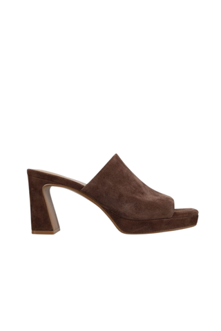 Vaneli Mantie suede platform slide sandal in Brunette with sculpted block heel