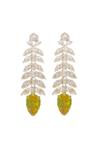 Gala Sparkly Earrings, White + Canary Yellow