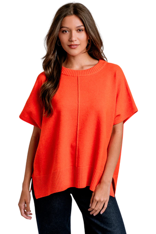 Gwyneth Caroline Sweater, Orange Flambe