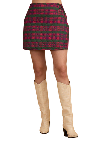 Stevie Skirt, Party Plaid Beet Red