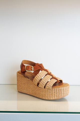 275 Central Shane wedge in natural with woven platform and neutral straps