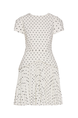 Milly Haddy black and white polka dot pleated mini dress.