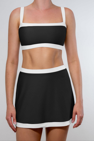 Elise Swim Skirt, Black & White