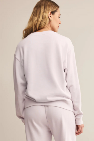 Boyfriend Cotton Sweatshirt, Lavender Ice