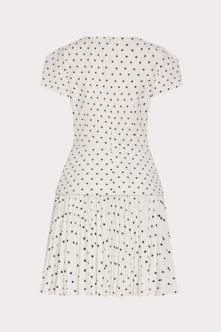 Milly Haddy black and white polka dot pleated mini dress.