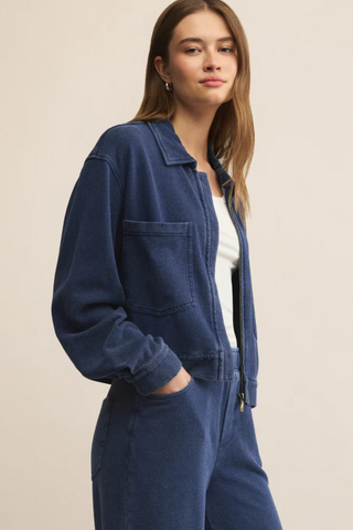 Heritage Knit Denim Jacket, Indigo