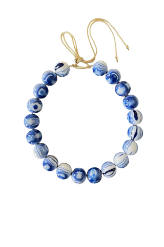 KMS Gems Chunky Beaded Necklace featuring oversized 20mm beads on an adjustable silk cord.