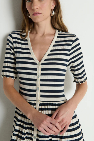 Claudine Midi Dress, Crinkle Stripe