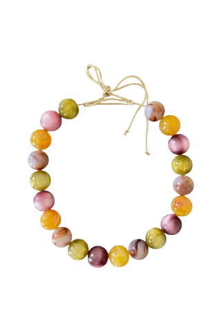 KMS Gems Chunky Beaded Necklace featuring oversized 20mm beads on an adjustable silk cord.