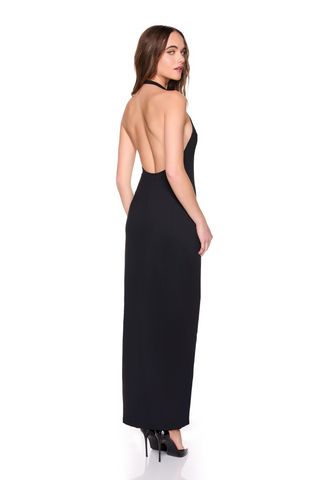 High Halter Dress, Black