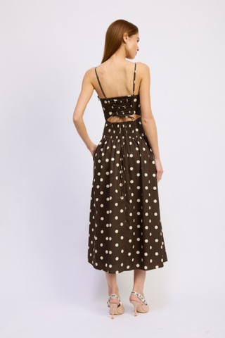 Lainey Midi Dress, Brown Ivory