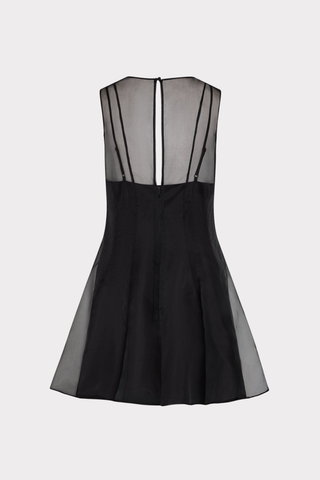 Milly Ophelia black organza fit-and-flare mini dress.