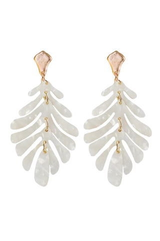 Petite Palm Earrings, White