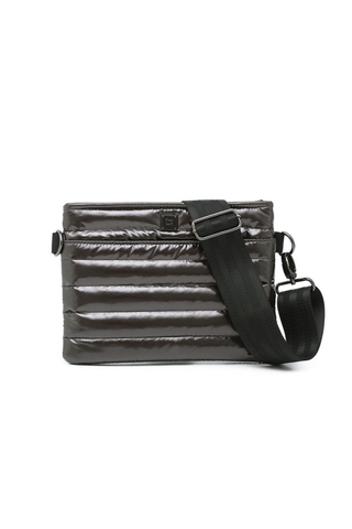 Think Royln Bum Bag 2.0 in dark mocha brown with quilted detailing and adjustable black crossbody strap.