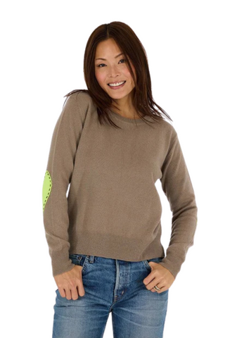 Patchwork Pullover Sweater, Mushroom