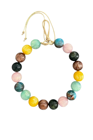 KMS Gems Chunky Beaded Necklace featuring oversized 20mm beads on an adjustable silk cord.