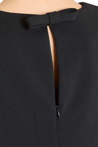 Milly Audrey black long sleeve crepe shift mini dress.