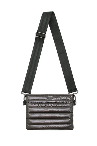 Think Royln Bum Bag 2.0 in dark mocha brown with quilted detailing and adjustable black crossbody strap.