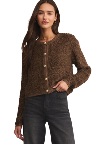 Maxie Fluffy Cardigan, Root Beer