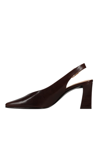 Vaneli Faylyn Slingback Heel in Brown Soft Nappa leather featuring a square toe, adjustable slingback strap, and 2.75-inch covered block heel.