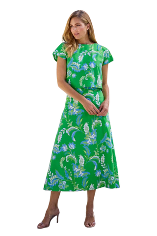 Jeannette Skirt, Feathered Floral Grass