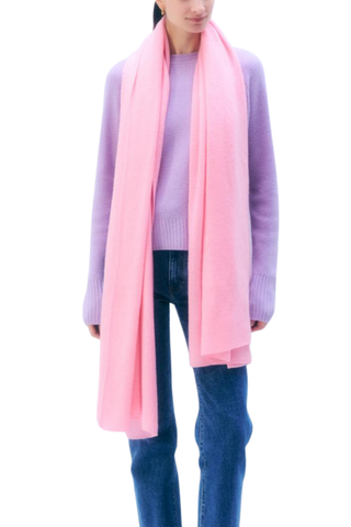 White + Warren Cashmere Travel Wrap styled as an oversized cashmere scarf.