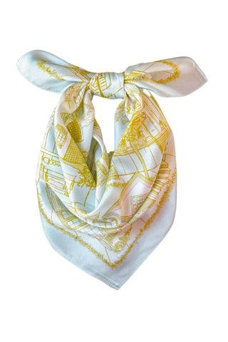 Swells Charleston 26-inch silk scarf featuring a soft multicolor illustrated Charleston-inspired print.