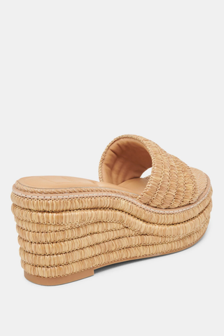 Dolce Vita Throne wedge in light natural raffia with woven platform and wide strap