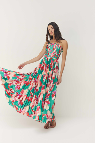 Sabina Dress, Green Watercolor