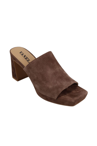 Vaneli Mantie suede platform slide sandal in Brunette with sculpted block heel