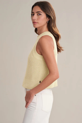 Demi Tank in lemon icing sleeveless cropped knit top from 525
