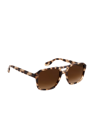 Krewe Ryder Sunglasses in Blonde Venezia featuring an oversized tortoise-inspired acetate frame and amber gradient lenses.