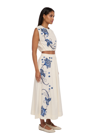 Porto Maxi Skirt, Kimber Embroidery