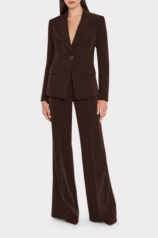 Brown Milly Avery Cady Blazer with a tailored single-button silhouette and front pockets.
