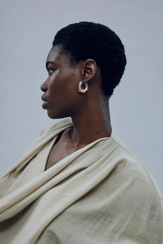 Lizzie Fortunato Mini Organic Hoop earrings featuring gold-plated brass hoops with translucent resin accents