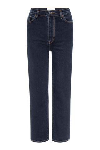 Shop FRAME Le Sleek Straight Jean in Windsor, a polished high-rise straight-leg jean in a timeless dark-indigo wash.