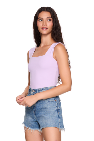 Susana Monaco wide strap tank in light purple with square neckline and fitted silhouette