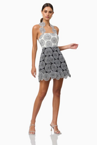 Lia Mini Dress, Black + White