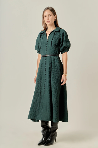 Shirt Midi Dress, Dark Green