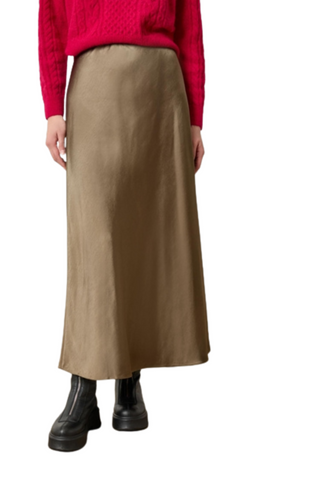 Satin Bias Maxi Skirt, Parsley