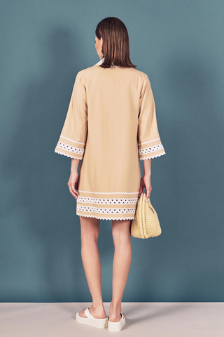 Ric Rac Mini Dress, Beige