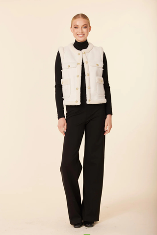 Coco Faux Shearling Vest, Cream