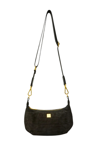 Mini Moon Handbag, Black Suede