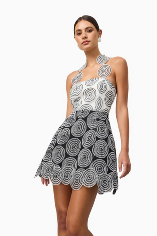 Lia Mini Dress, Black + White