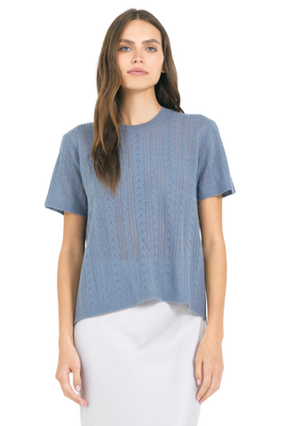 Sloane Cashmere T-Shirt, Cadet