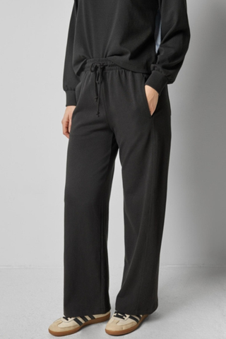 Drawcord Wide Leg Pant, Black